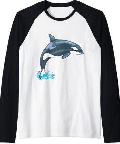 Killer Whale Lover Gifts Women"s Orca Killer whale Men"s Raglan Baseball Tee