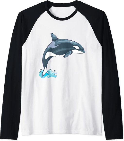 Killer Whale Lover Gifts Women"s Orca Killer whale Men"s Raglan Baseball Tee