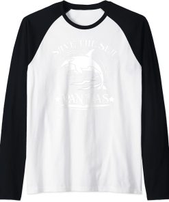 Save The Sea Pandas Orca Whale Gift Killer Whale Raglan Baseball Tee