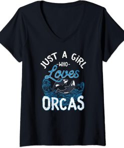 Womens killer whale orca V-Neck T-Shirt