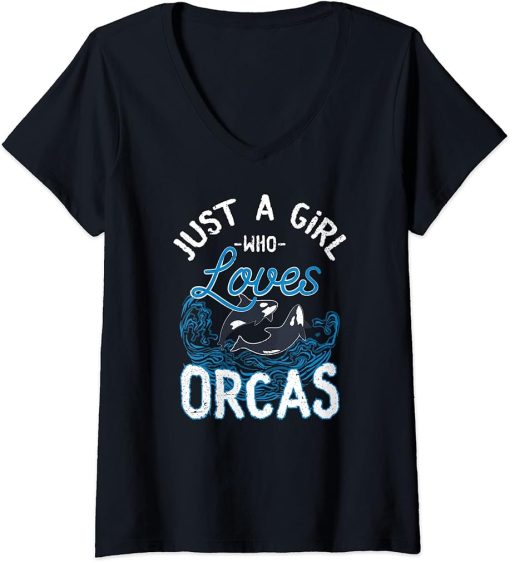 Womens killer whale orca V-Neck T-Shirt