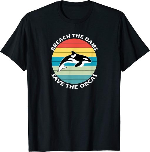 Retro Vintage Killer Whale | Breach The Dams Save The Orcas T-Shirt