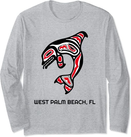 West-Palm Beach FL Native American Indian Orca Killer Whales Long Sleeve T-Shirt