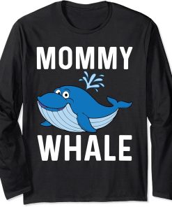 Funny Whale Art For Women Mom Orca Narwhal Blue Whales Long Sleeve T-Shirt