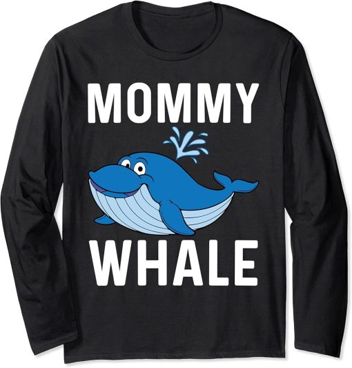 Funny Whale Art For Women Mom Orca Narwhal Blue Whales Long Sleeve T-Shirt